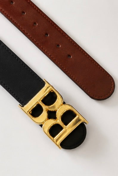 The Reversible Equestrian Belt with Interlocking Gold Buckle
